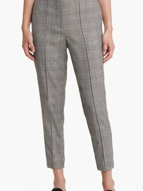 All Saints Bea Check Wool Blend Black & Gray Glen Plaid Cropped Dress Pants